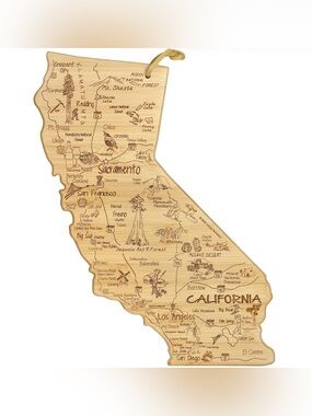 California State Shaped Bamboo Cutting Board - Natural